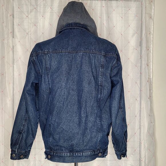 Vintage Route 66 Hybrid Hoodie Denim Jean Trucker Jacket Size Small - Picture 3 of 8